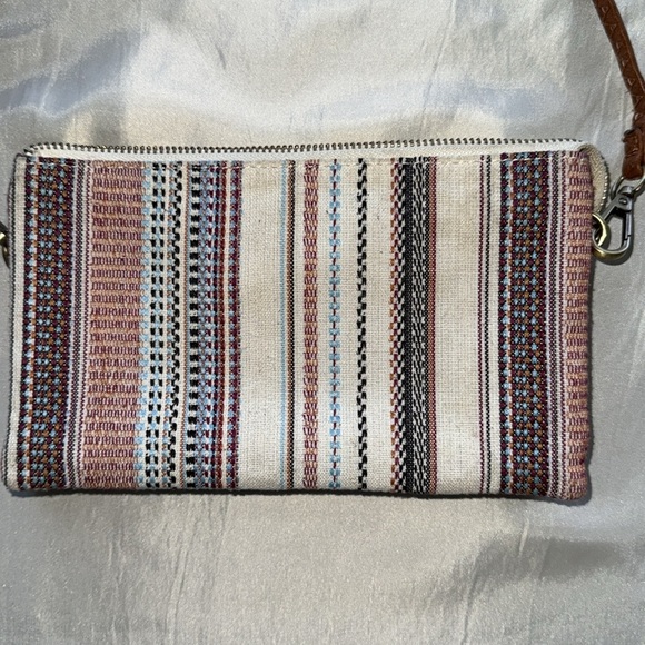 Jen & Co Riley Multi Stripe Crossbody Bag Clutch Multi Pockets Zip Adjustable - Picture 9 of 9